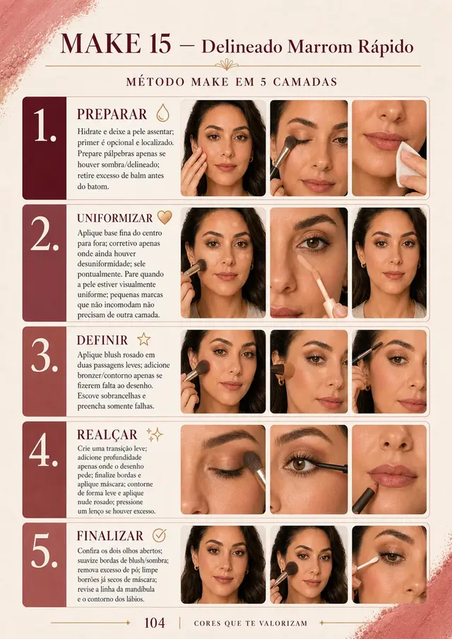 Página do guia: Make 15 Delineado Marrom Rápido